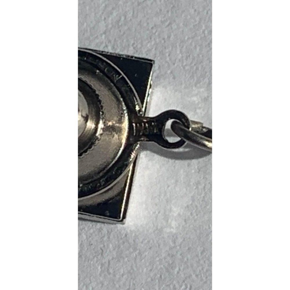 LETTER R Vintage Tie pin chain silver tone stamped JAPAN - Picture 5 of 5